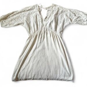 🌹 Lovestitch Ivory Eyelet Long-Sleeved Mini Dress Size Medium